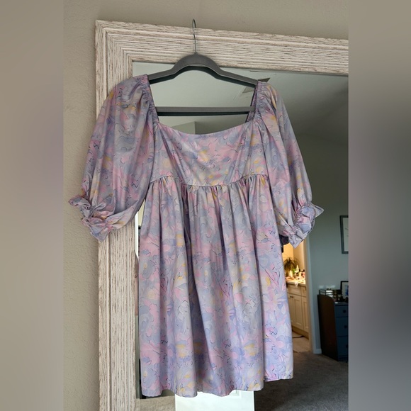 Pastel Women’s Square Neck Puffed Sleeve Mini Dress - Picture 5 of 13